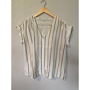 Madewell Lightspun Westing Top in Stripe SZ S Antique Gold
